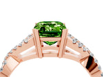 Emerald Cut Peridot Solitaire Ring in Rose gold with Interwoven Pavé Band and Prong Setting_4