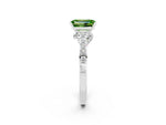 Emerald Cut Peridot Solitaire Ring in Silver with Crossover Gallery and Round Pavé Band_2