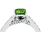 Emerald Cut Peridot Solitaire Ring in Silver with Crossover Gallery and Round Pavé Band_4