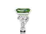 Emerald Cut Peridot Solitaire Ring in Silver with Crossover Gallery and Round Pavé Band_5