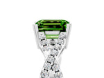 Emerald Cut Peridot Solitaire Ring in Silver with Interwoven Pavé Band and Prong Setting_11