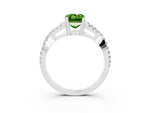 Emerald Cut Peridot Solitaire Ring in White gold with Interwoven Pavé Band and Prong Setting_3