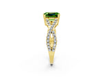 Emerald Cut Peridot Solitaire Ring in Yellow gold with Interwoven Pavé Band and Prong Setting_2