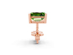Emerald Cut Peridot Stud Earrings in Rose gold with Basket Setting_2