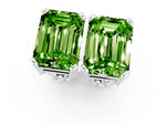 Emerald Cut Peridot Stud Earrings in White gold with Basket Setting_1