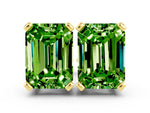 Emerald Cut Peridot Stud Earrings in Yellow gold with Basket Setting