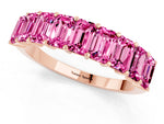 Emerald Cut Pink Sapphire Eternity Band in Rose gold with Prong Setting_1