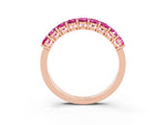 Emerald Cut Pink Sapphire Eternity Band in Rose gold with Prong Setting_3