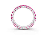Emerald Cut Pink Sapphire Eternity Band in Silver with Aligned Shared Prong Setting_3