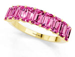 Emerald Cut Pink Sapphire Eternity Band in Yellow gold with Prong Setting_1