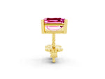 Emerald Cut Pink Sapphire Stud Earrings in Yellow gold with Basket Setting_2