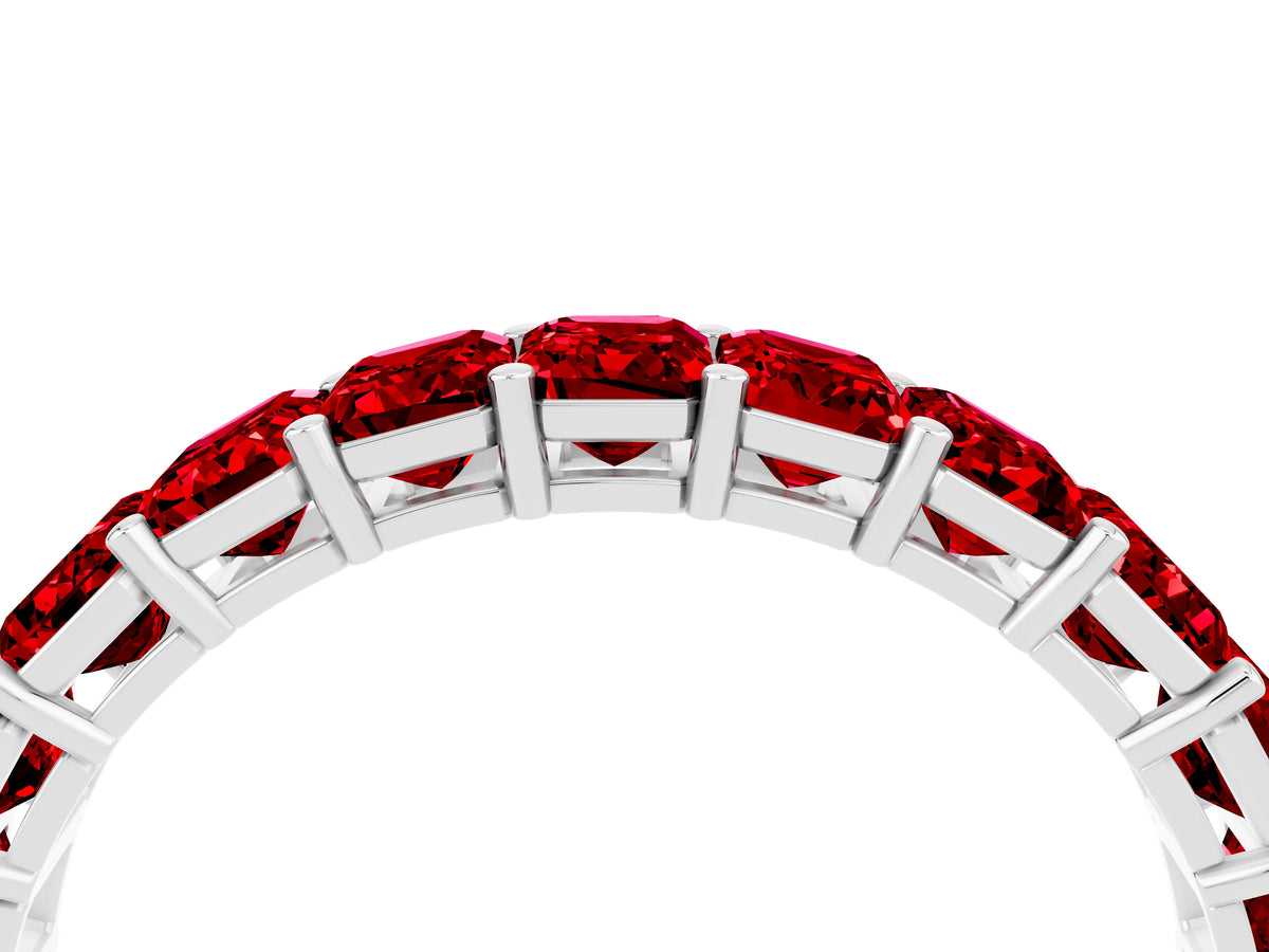 Emerald Cut Ruby Eternity Band in Platinum with Aligned Shared Prong Setting_4