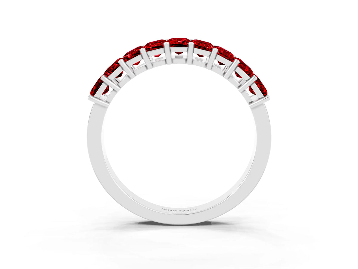 Emerald Cut Ruby Eternity Band in Platinum with Prong Setting_3