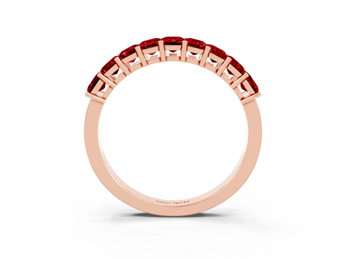 Emerald Cut Ruby Eternity Band in Rose gold with Prong Setting_3