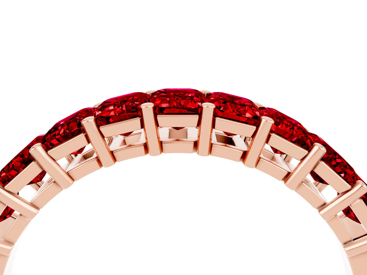 Emerald Cut Ruby Eternity Band in Rose gold with Prong Setting_4