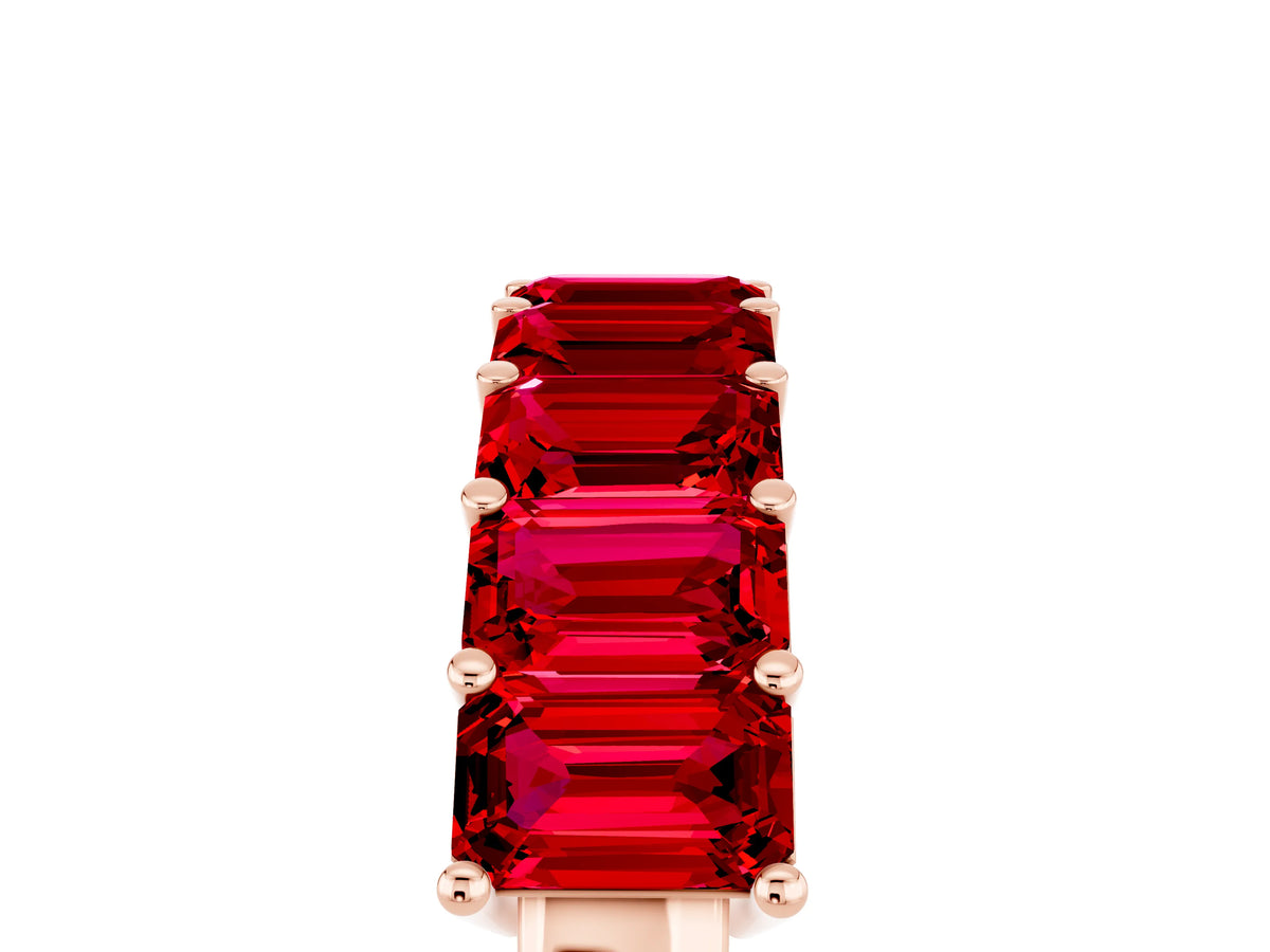Emerald Cut Ruby Eternity Band in Rose gold with Prong Setting_5
