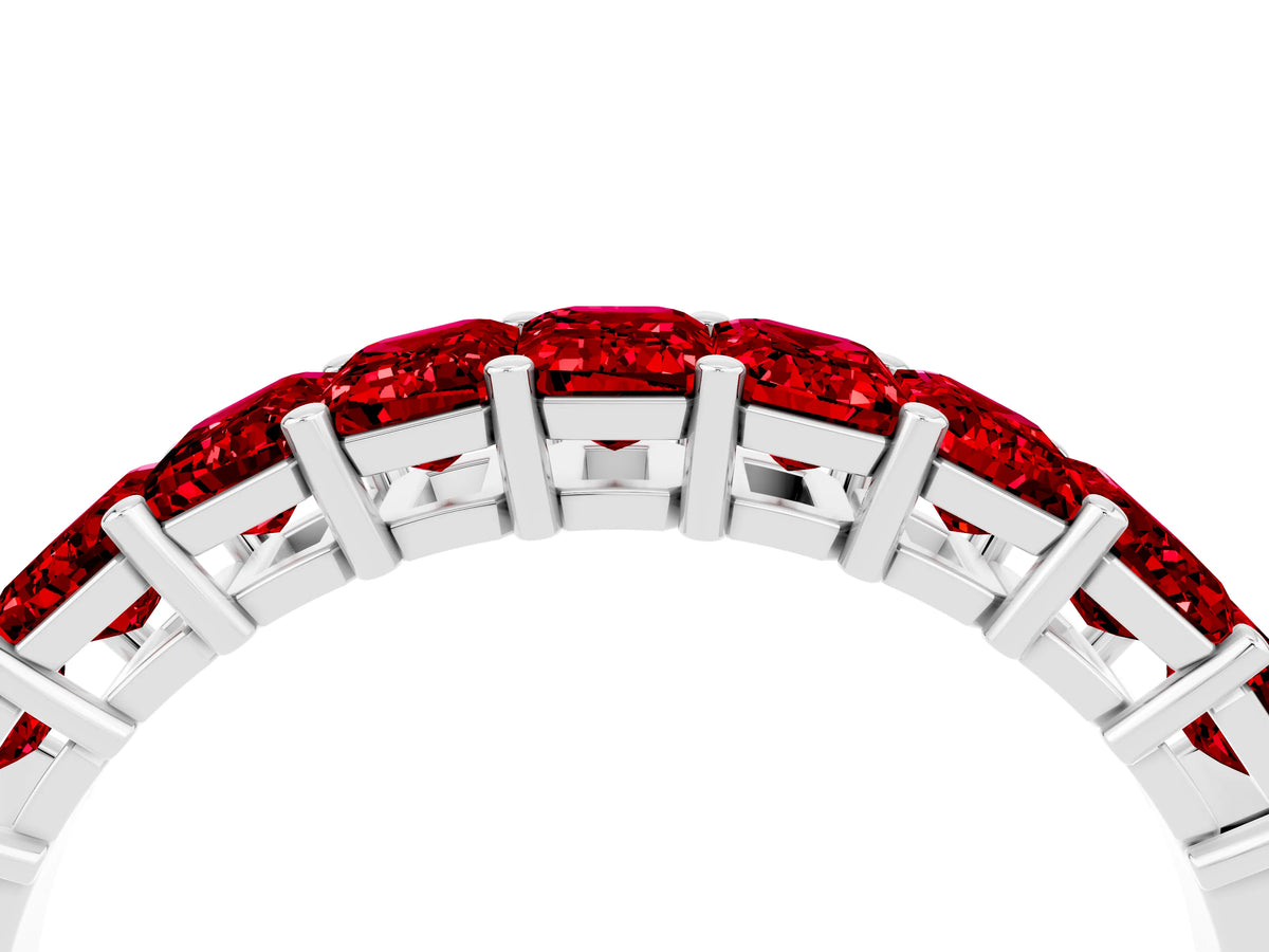 Emerald Cut Ruby Eternity Band in White gold with Prong Setting_4