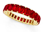 Emerald Cut Ruby Eternity Band in Yellow gold with Aligned Shared Prong Setting_1