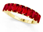 Emerald Cut Ruby Eternity Band in Yellow gold with Prong Setting_1