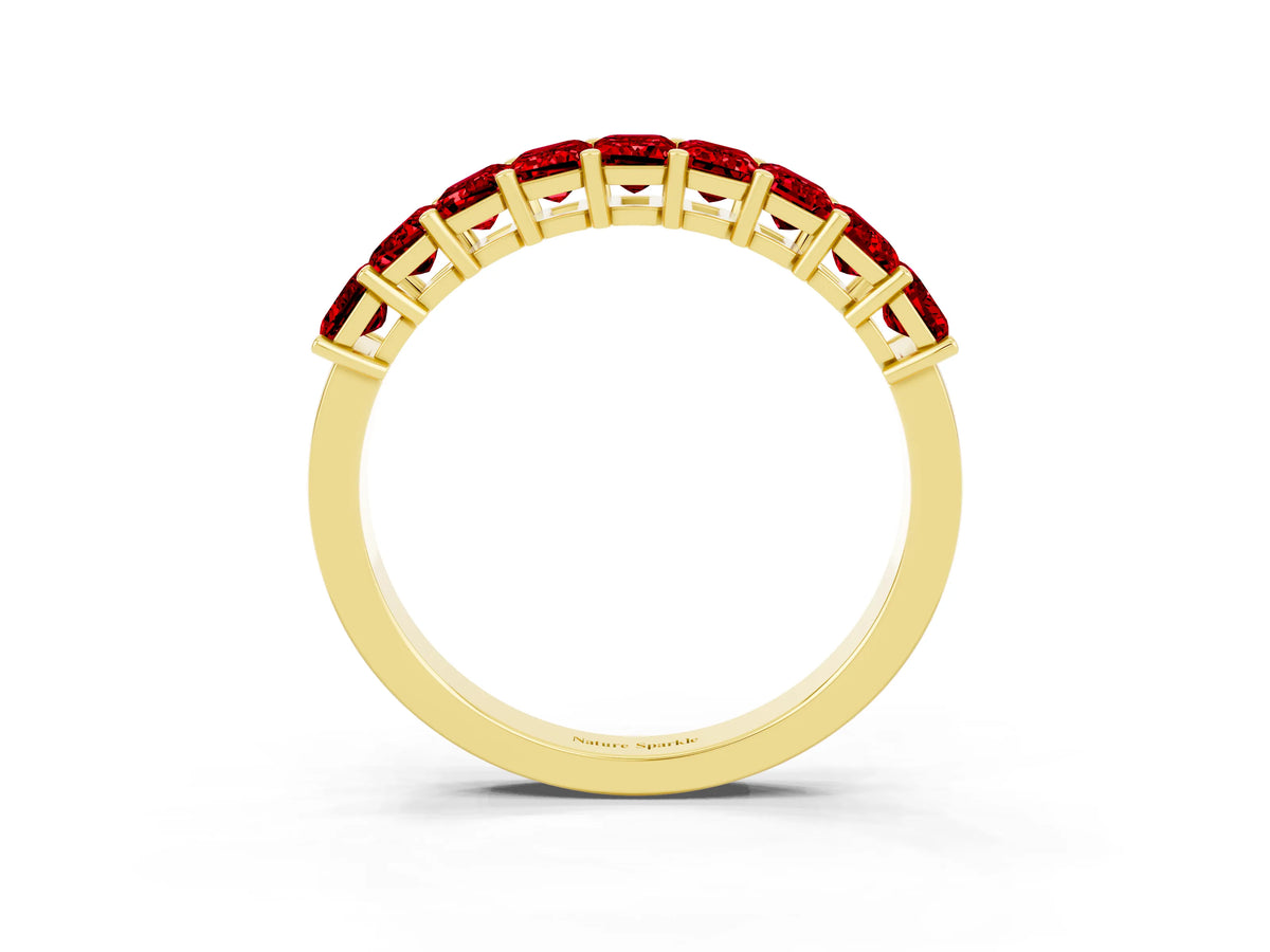 Emerald Cut Ruby Eternity Band in Yellow gold with Prong Setting_3