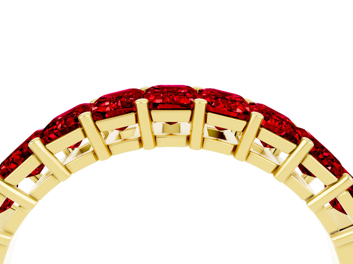 Emerald Cut Ruby Eternity Band in Yellow gold with Prong Setting_4
