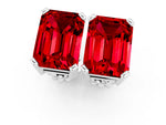 Emerald Cut Ruby Stud Earrings in White gold with Basket Setting_1