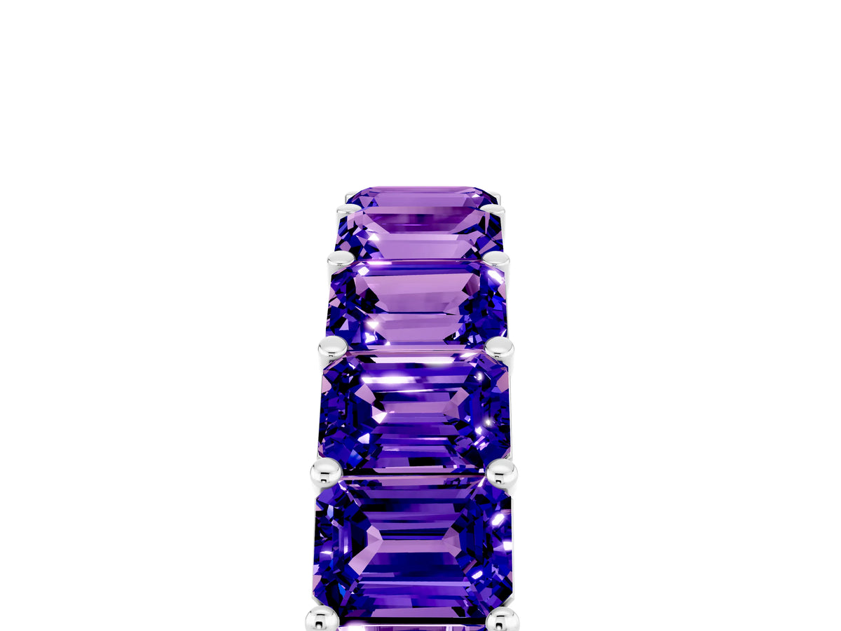 Emerald Cut Tanzanite Eternity Band in Platinum with Aligned Shared Prong Setting_5