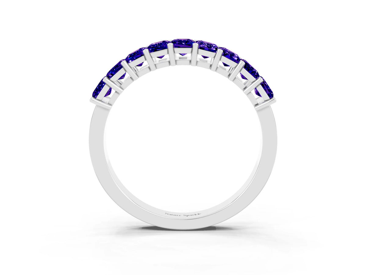 Emerald Cut Tanzanite Eternity Band in Platinum with Prong Setting_3