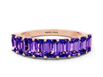 Emerald Cut Tanzanite Eternity Band in Rose gold with Prong Setting