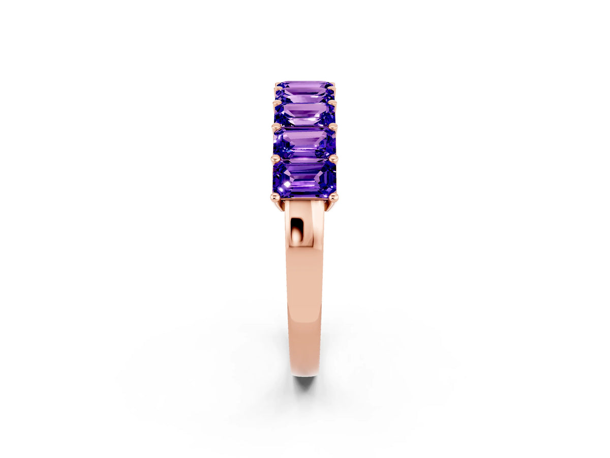 Emerald Cut Tanzanite Eternity Band in Rose gold with Prong Setting_2