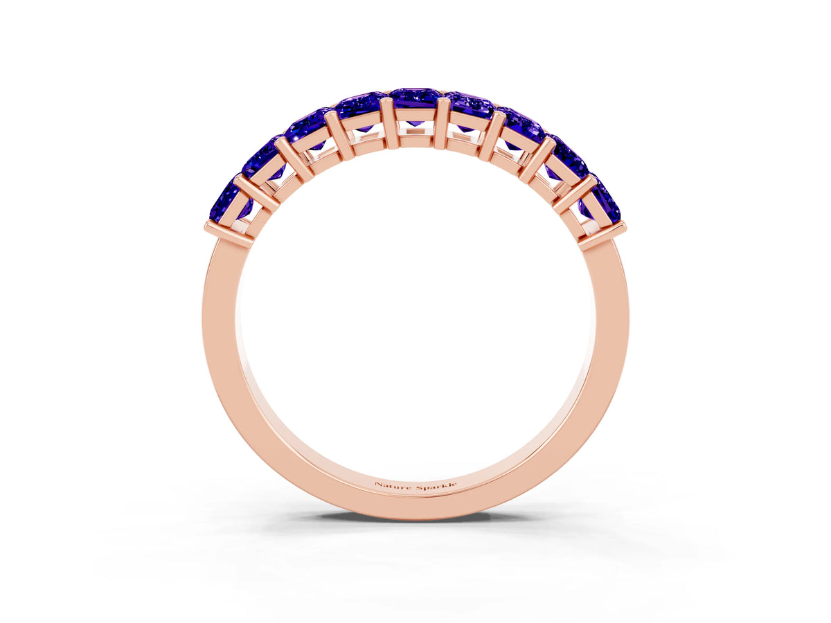 Emerald Cut Tanzanite Eternity Band in Rose gold with Prong Setting_3