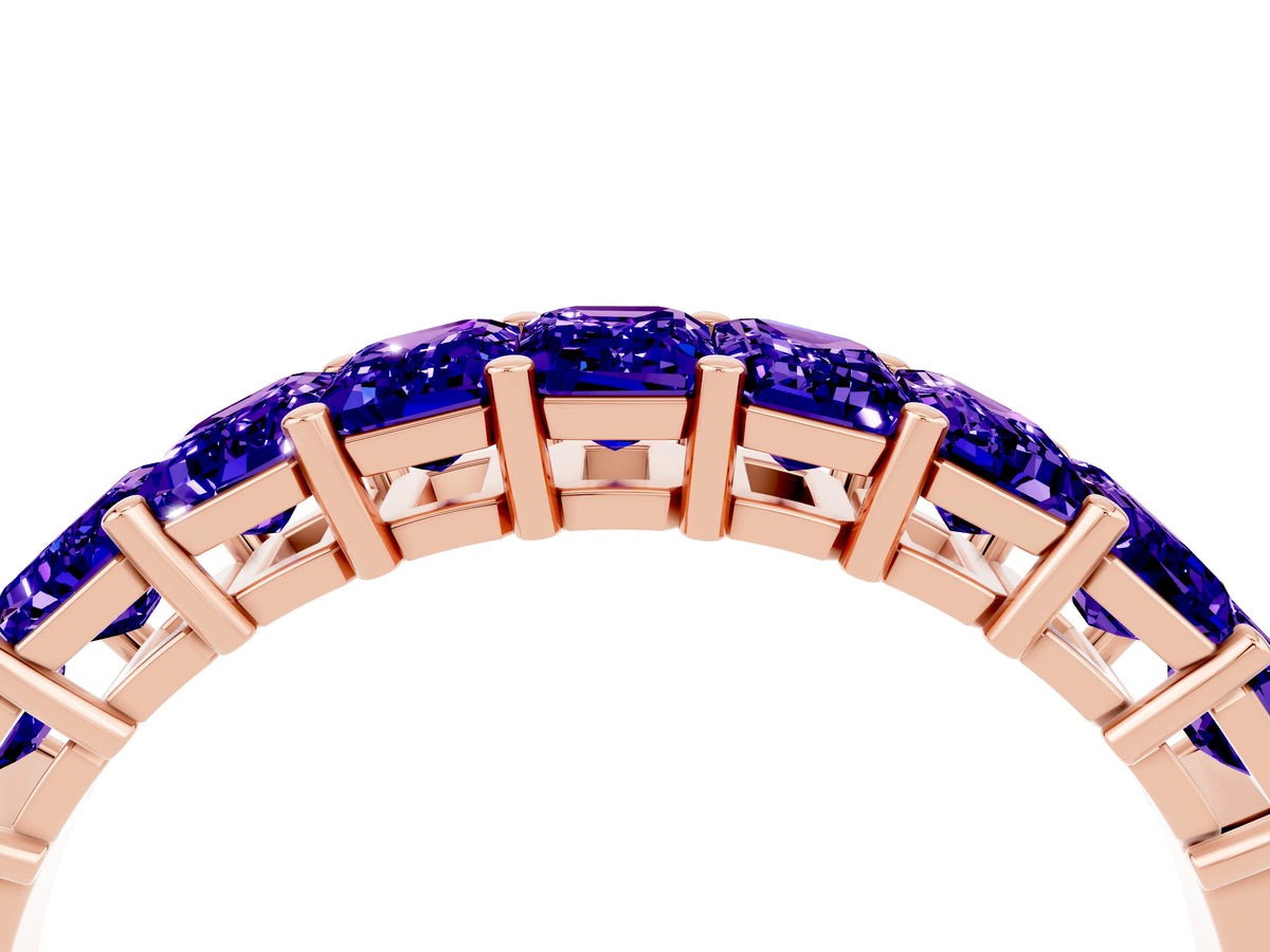 Emerald Cut Tanzanite Eternity Band in Rose gold with Prong Setting_4