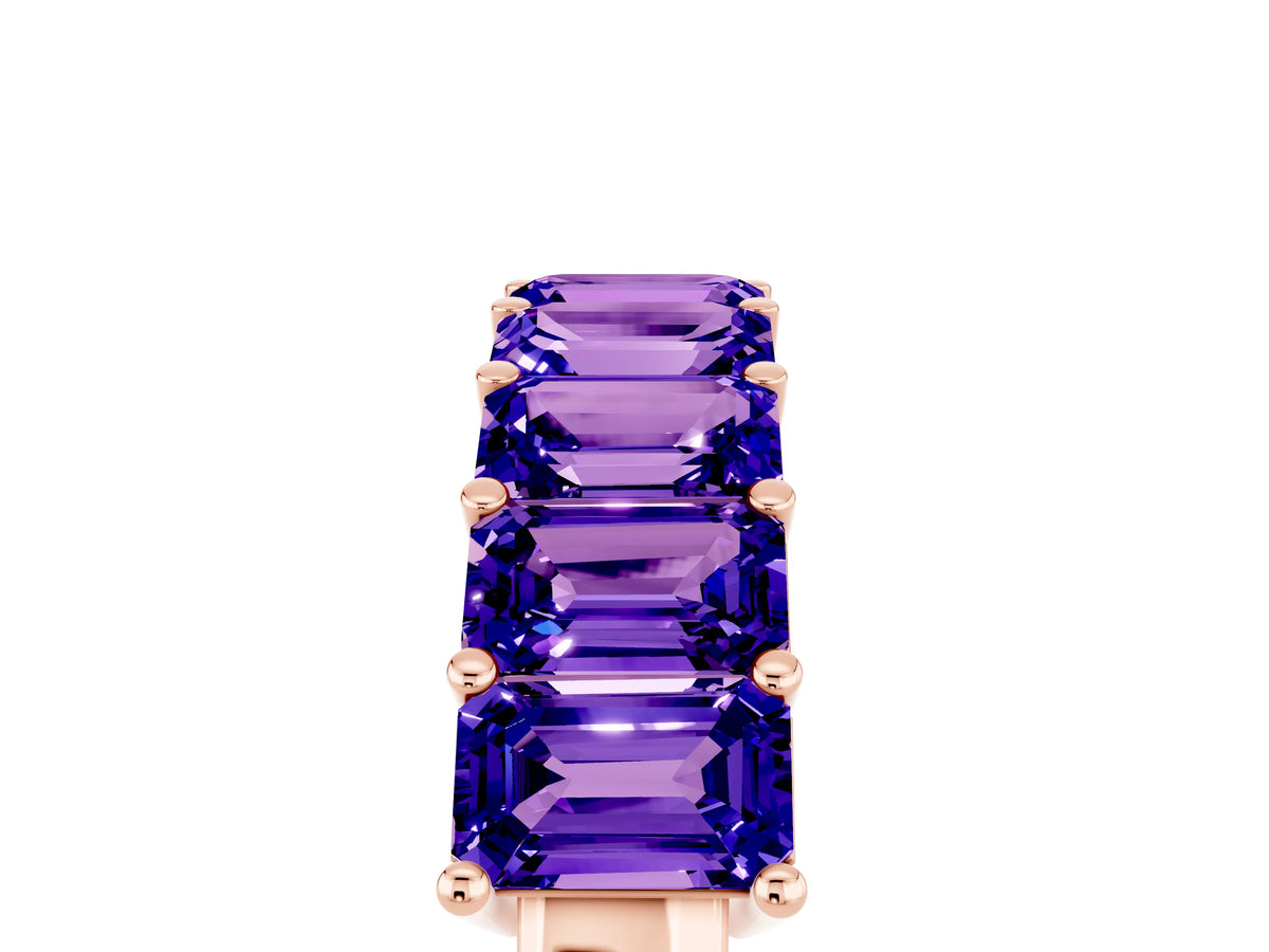 Emerald Cut Tanzanite Eternity Band in Rose gold with Prong Setting_5