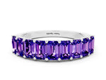 Emerald Cut Tanzanite Eternity Band in Silver with Prong Setting