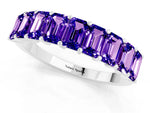 Emerald Cut Tanzanite Eternity Band in Silver with Prong Setting_1