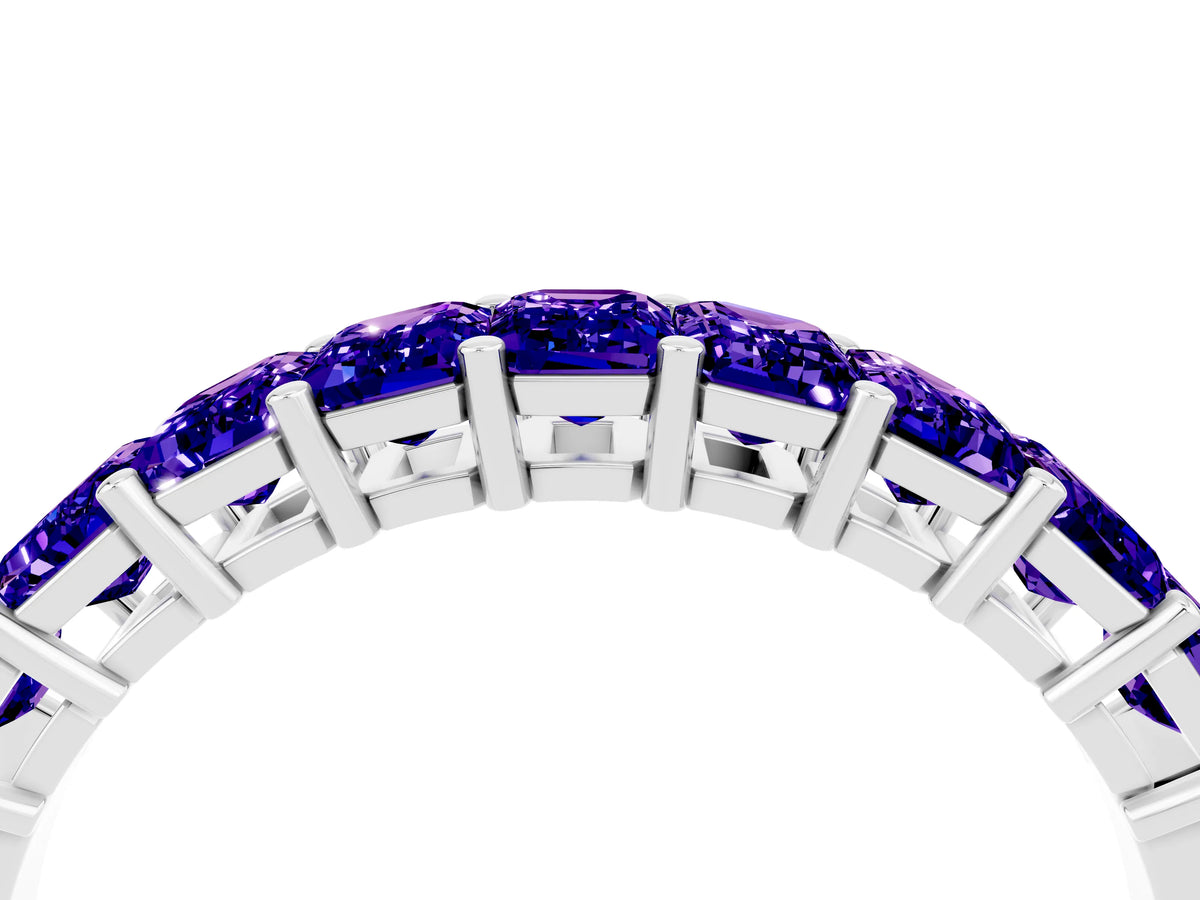 Emerald Cut Tanzanite Eternity Band in Silver with Prong Setting_4