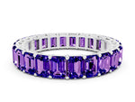 Emerald Cut Tanzanite Eternity Band in White gold with Aligned Shared Prong Setting