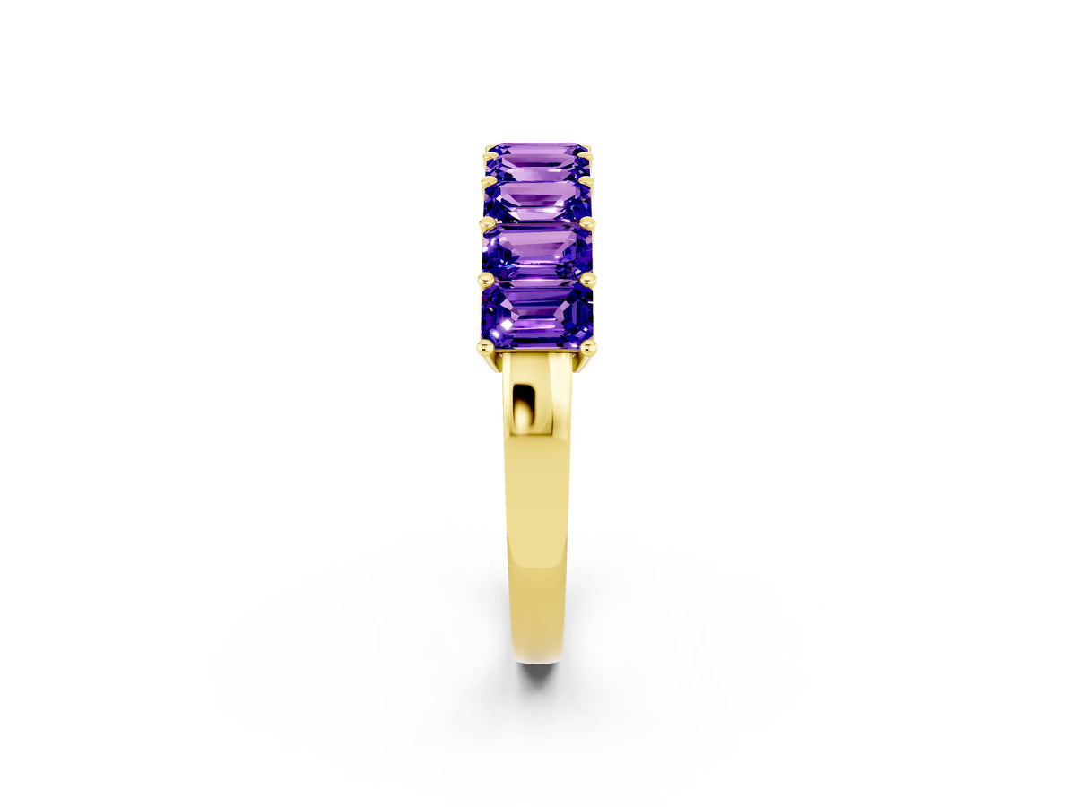 Emerald Cut Tanzanite Eternity Band in Yellow gold with Prong Setting_2