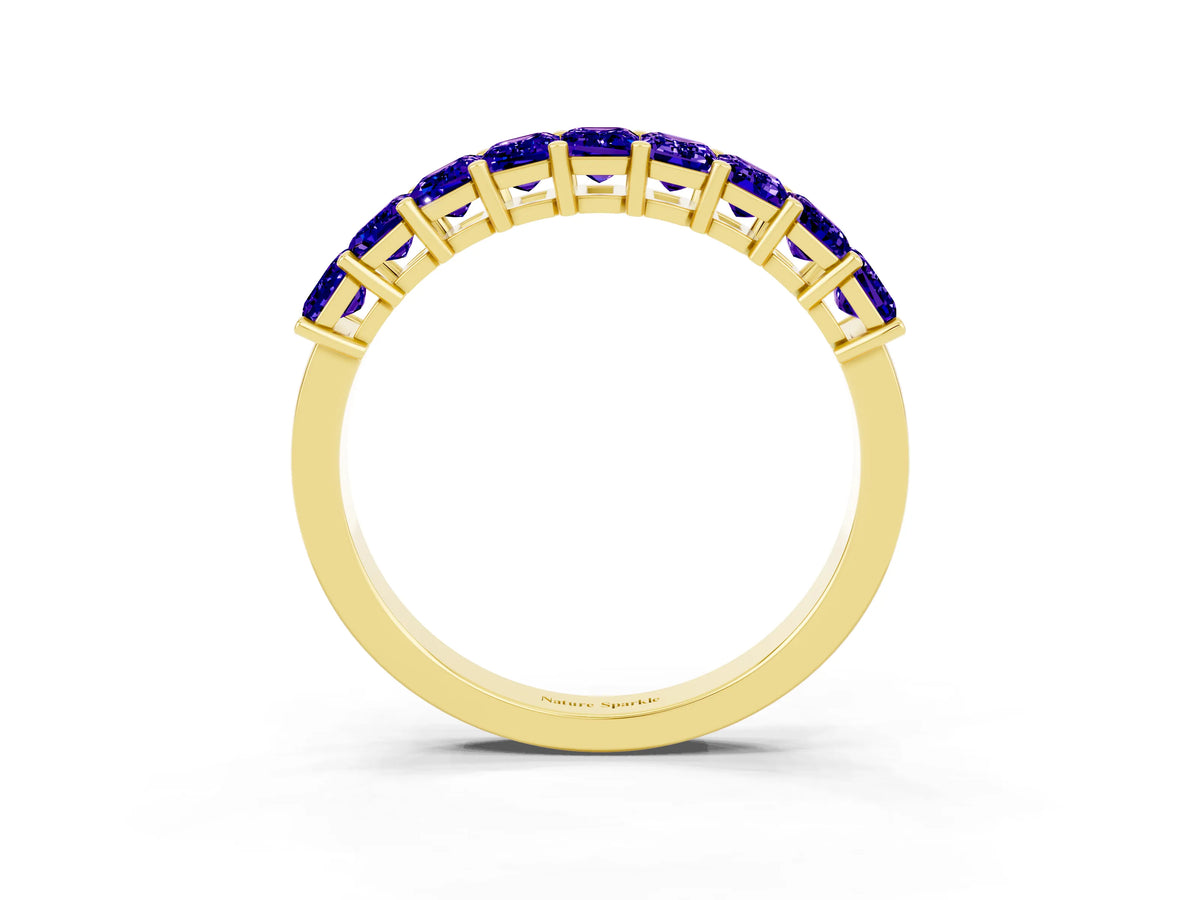 Emerald Cut Tanzanite Eternity Band in Yellow gold with Prong Setting_3