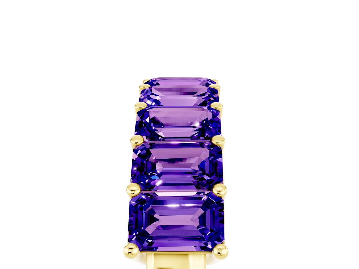 Emerald Cut Tanzanite Eternity Band in Yellow gold with Prong Setting_5