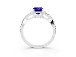 Emerald Cut Tanzanite Solitaire Ring in Platinum with Interwoven Pavé Band and Prong Setting_9