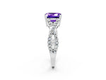 Emerald Cut Tanzanite Solitaire Ring in Silver with Interwoven Pavé Band and Prong Setting_8
