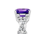 Emerald Cut Tanzanite Solitaire Ring in White gold with Interwoven Pavé Band and Prong Setting_5