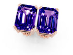 Emerald Cut Tanzanite Stud Earrings in Rose gold with Basket Setting_1