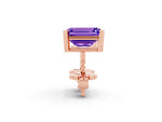Emerald Cut Tanzanite Stud Earrings in Rose gold with Basket Setting_2