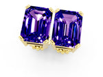 Emerald Cut Tanzanite Stud Earrings in Yellow gold with Basket Setting_1