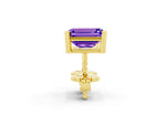 Emerald Cut Tanzanite Stud Earrings in Yellow gold with Basket Setting_2
