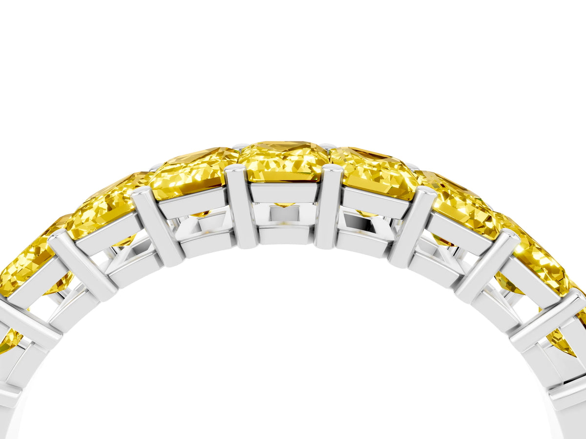 Emerald Cut Yellow Sapphire Eternity Band in Platinum with Prong Setting_4
