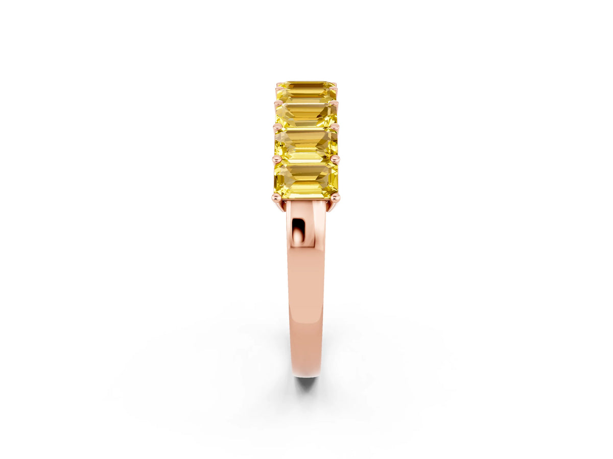 Emerald Cut Yellow Sapphire Eternity Band in Rose gold with Prong Setting_2