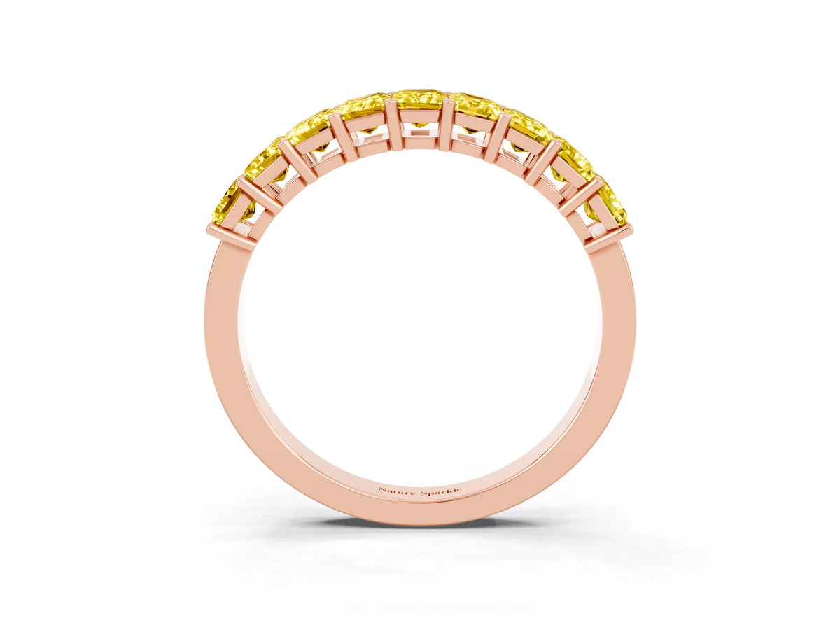 Emerald Cut Yellow Sapphire Eternity Band in Rose gold with Prong Setting_3